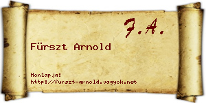 Fürszt Arnold névjegykártya