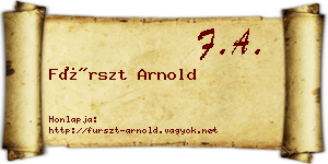 Fürszt Arnold névjegykártya